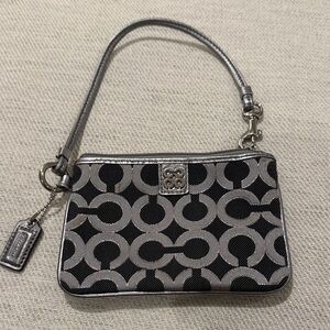 Coach Black & Silver Signature Wristlet